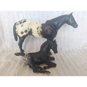 Vintage Breyer Family Appaloosa Stallion & Foal – Black Blanket – USA Stamp